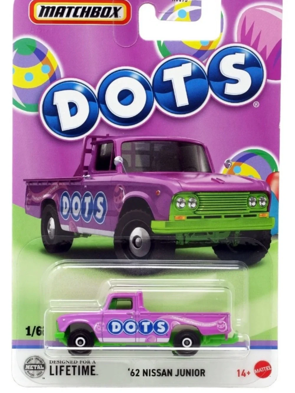 Matchbox DOTS Purple and Green '62 Nissan Junior Toy Truck
